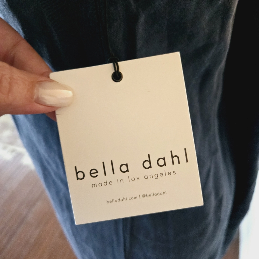 BELLA DAHL Essential Frayed Blue Maxi Dress Size L Relaxed Fit Lyocell Tencel - Picture 7 of 9